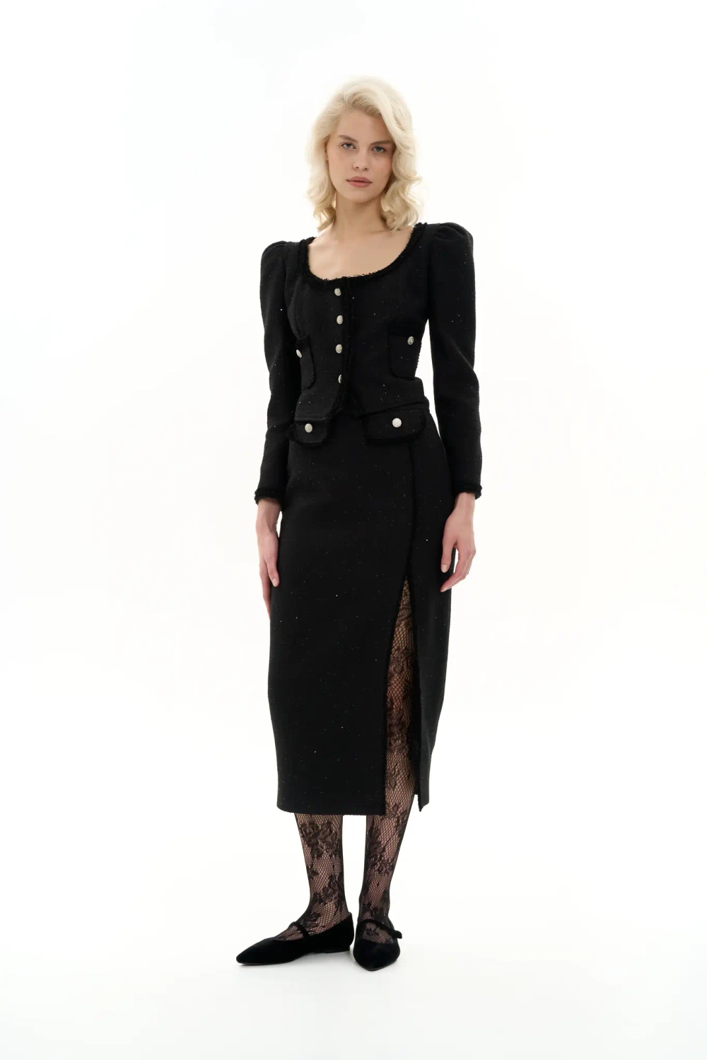 Жакет с вырезом "каре" черный