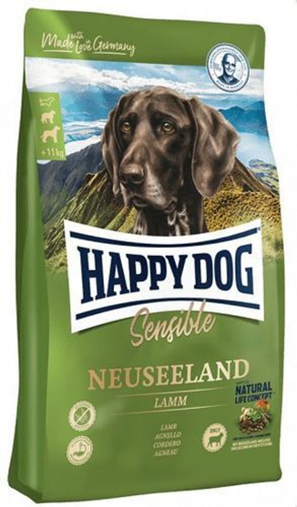 Сухой корм Happy Dog Supreme Neuseeland Новая Зеландия для средних и крупных собак ягненок и рис 12,5 кг