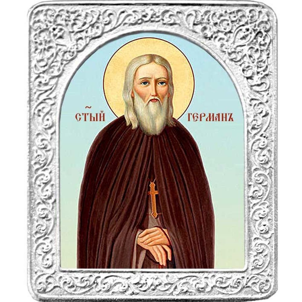 Святой Герман. Маленькая икона в серебряной раме.