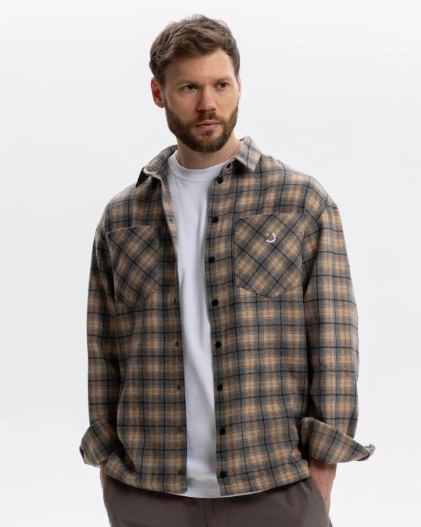 Рубашка Timber серый/бежевый - фото 1