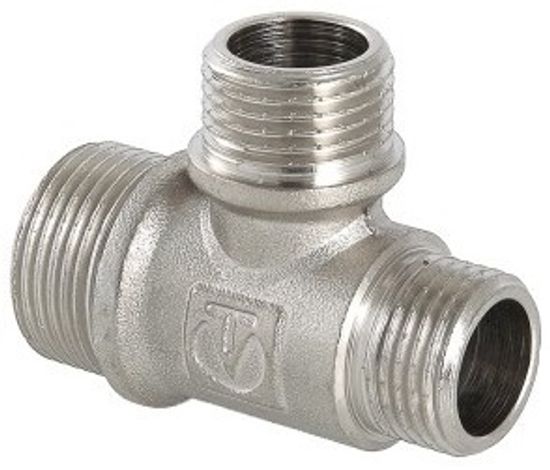 Тройник Valtec 3/4"х3/4"х1/2" НР с наружной резьбой переходной латунный никел. VTr.131.RN.050504