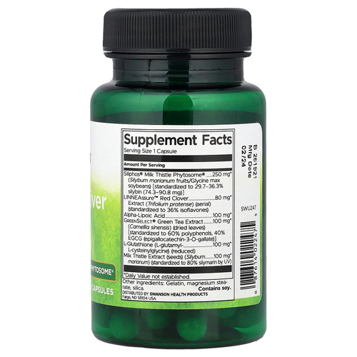 Swanson, усовершенствованный эликсир для печени с фитосомой расторопши Siliphos®, 30 капсул
