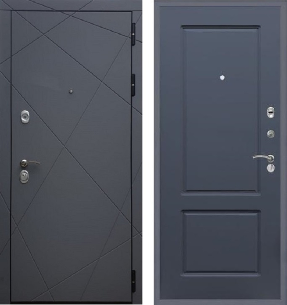 Входная металлическая дверь RеX (РЕКС) 13 Титан 291 / Лучи ФЛ-117 Силк титан (гладкий темно-серый, без текстуры)
