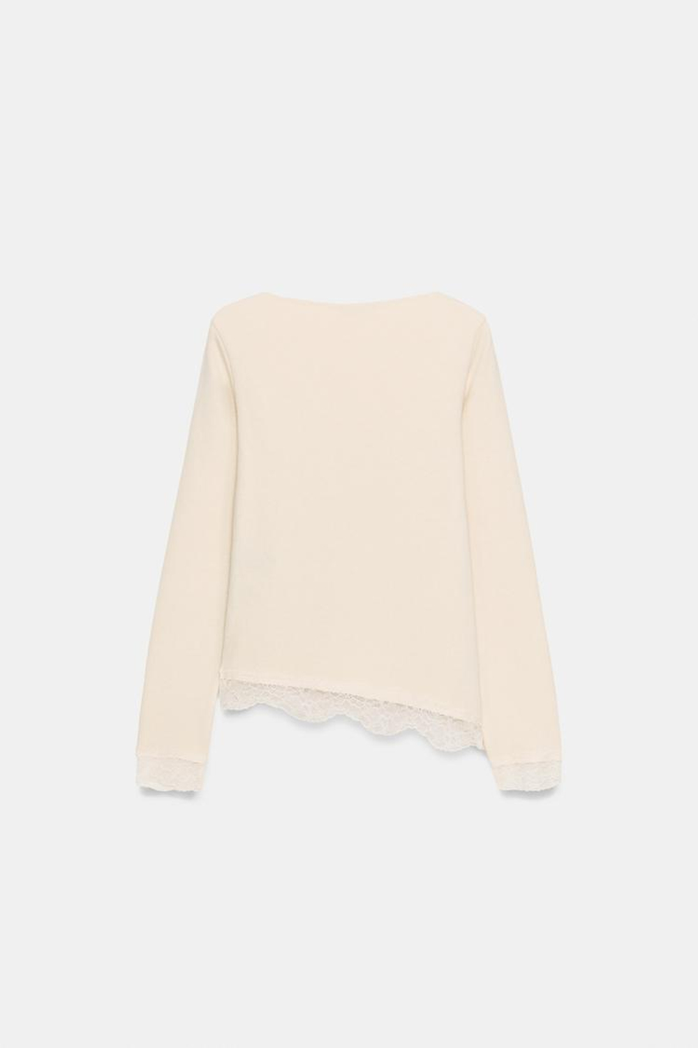 ZARA ТОП ИЗ МЯГКОГО КРУЖЕВА, ЭКРЮ