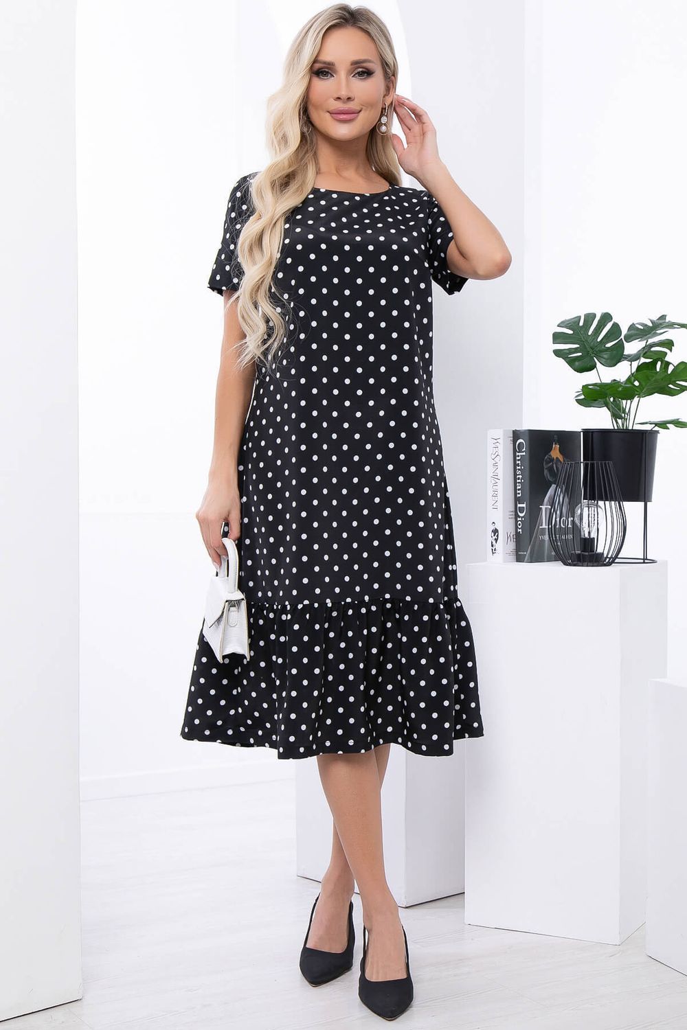 Платье "Эжени" (блэк/горох) П7061 LT Collection (Акция)