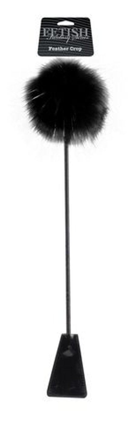 Черный стек Feather Crop с пуховкой на конце - 53 см.
