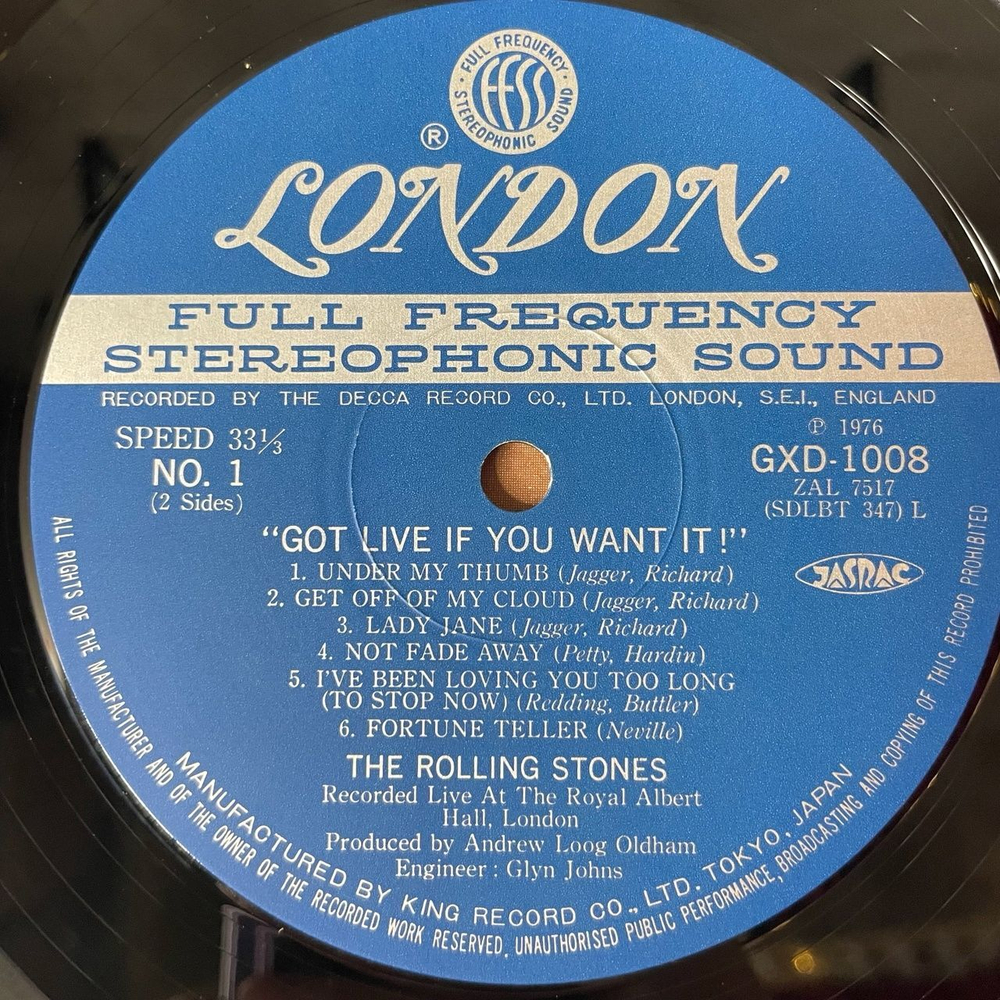 Винтажная виниловая пластинка LP The Rolling Stones Got Live If You Want It (Japan 1976) (Obi) Under My Thumb