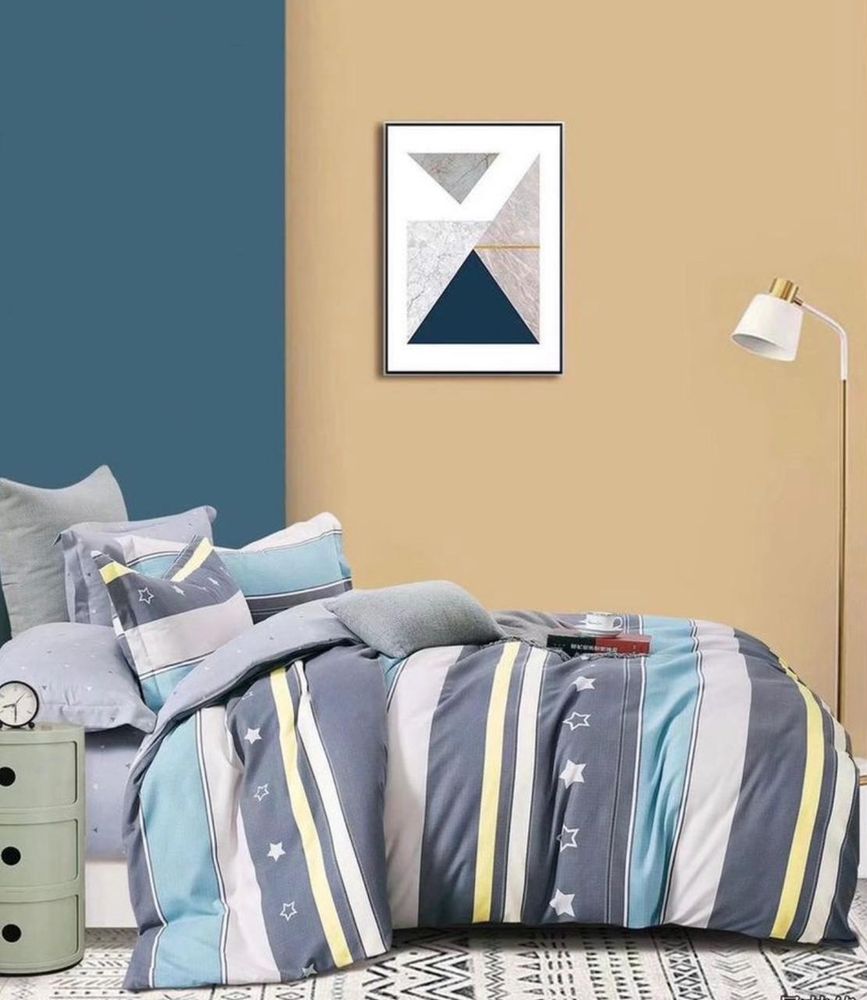 ZEPHYR HOME Комплект постельного белья Евро Фланель Синий полоски