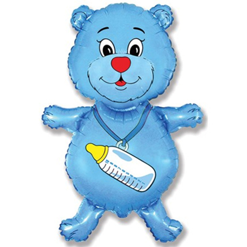 Шар фольгированный Фигура "Медвежонок-мальчик" 37'' с гелием