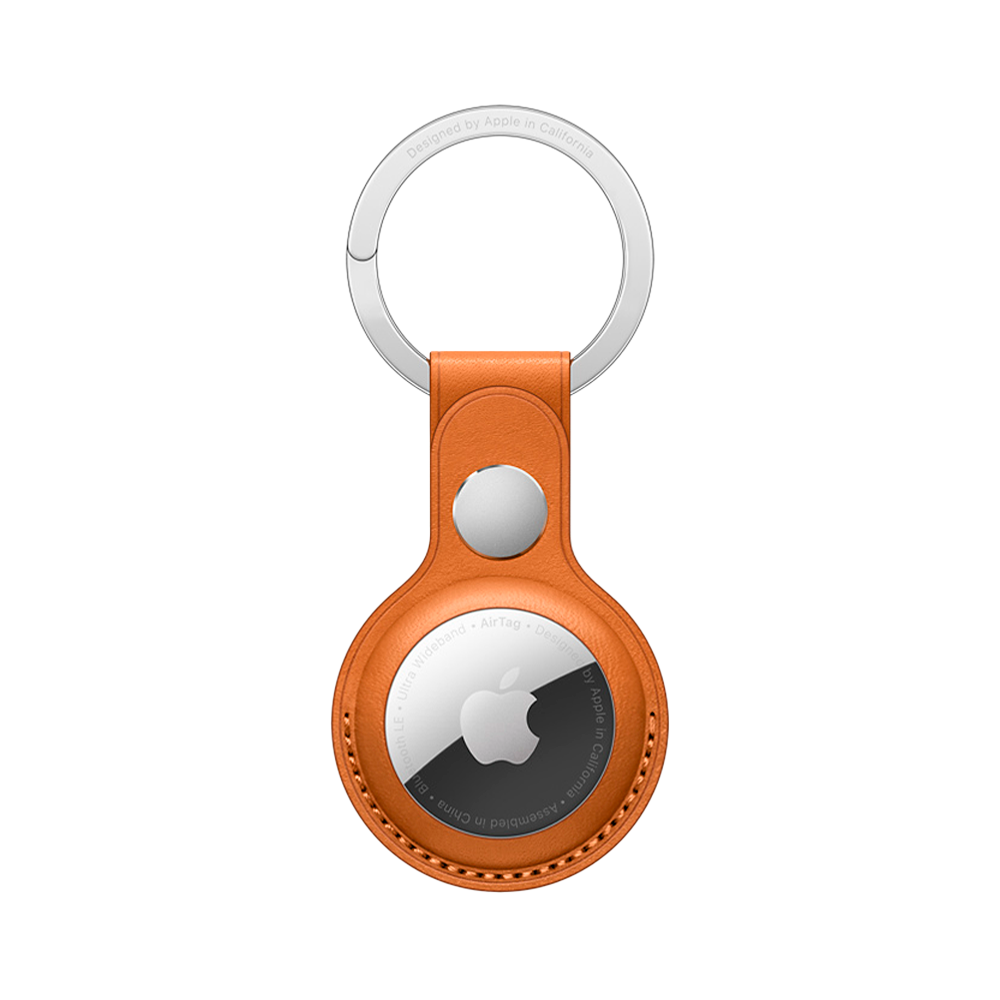 Кожаный брелок с заводным кольцом Apple Leather Key Ring для AirTag, Golden Brown (Золотистая охра)