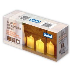 ULD-F062 WW CANDLE SET3 Фигура светодиодная Свеча на батарейках LR44 в-к. в составе набора из 3 штук. 1 светодиод. Теплый белый свет. TM Uniel