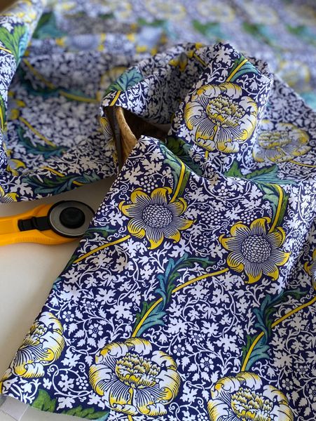 Wandle СИНЕ-СЕРЫЙ В СТИЛЕ У. МОРРИСА 100% хлопок Handmade Fabrics 3