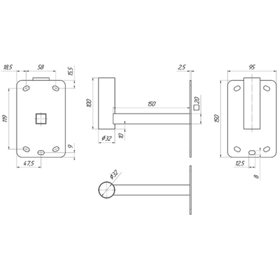 Настенный усиленный кронштейн KH-200M для антенны