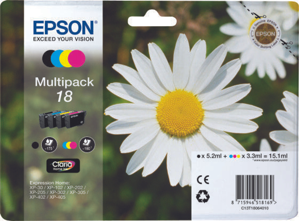 Epson Daisy Multipack 4-colours 18 Claria Home Ink C13T18064010