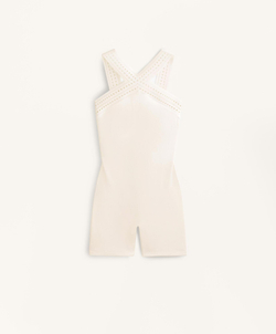 Oysho Укороченный компрессионный комбинезон, экрю