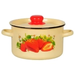 Кастрюля эмал 2,9л крем Клубника садов 1с16с