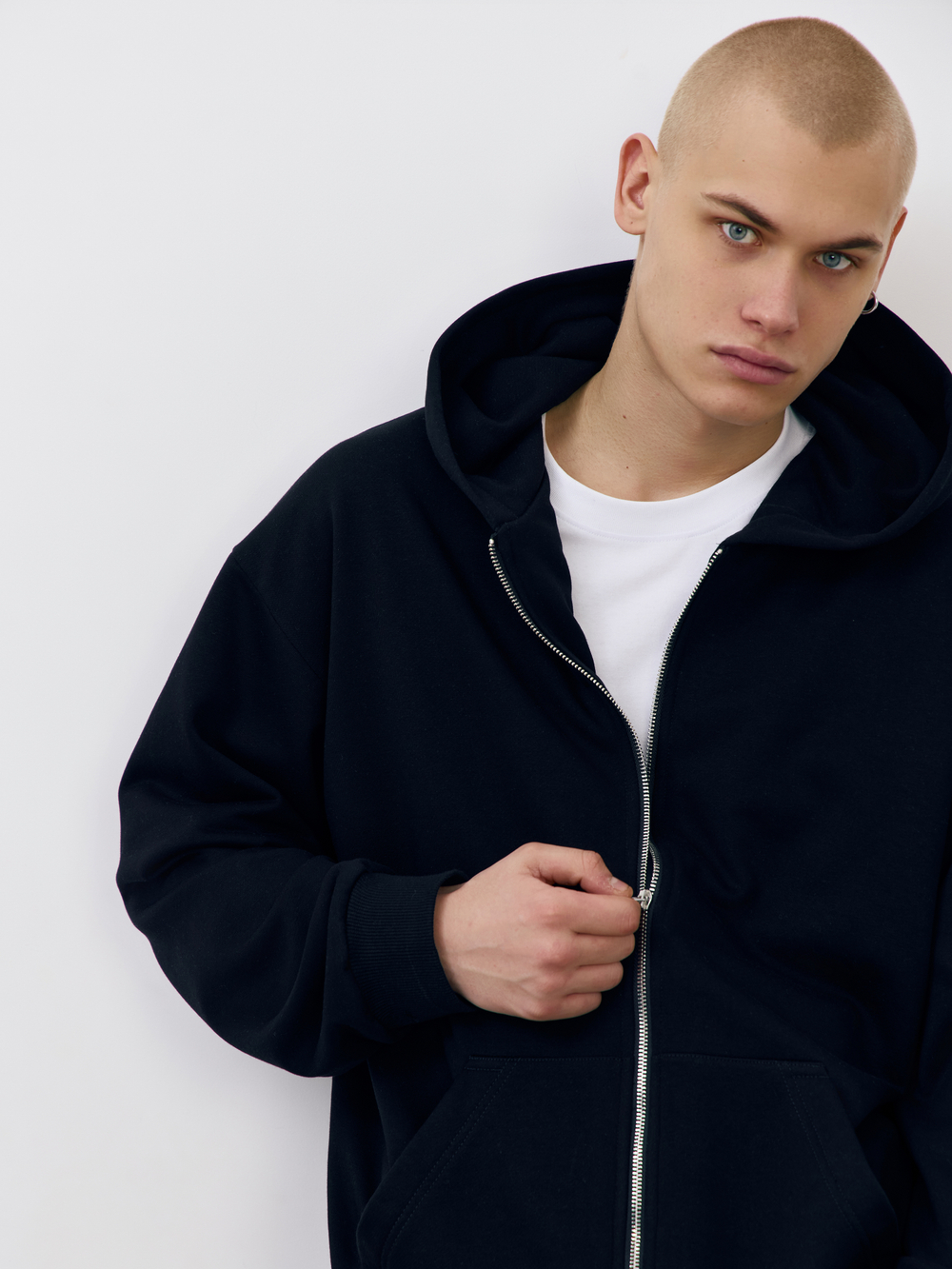 Худи зип с начесом (черный)