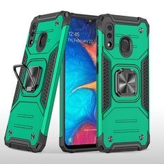 Противоударный чехол Strong Armour Case с кольцом для Samsung Galaxy A20 / A30 / M10s / M20 (Зеленый)