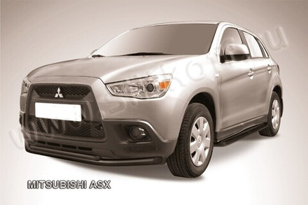 Защита переднего бампера (нержавейка) Mitsubishi ASX (2010-2013) d57+d42 (черный)