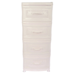 Комод 4-х СЕКЦИОННЫЙ (40*50cm) БЕЛЫЙ плетенный НА КОЛЕСАХ арт. 04054