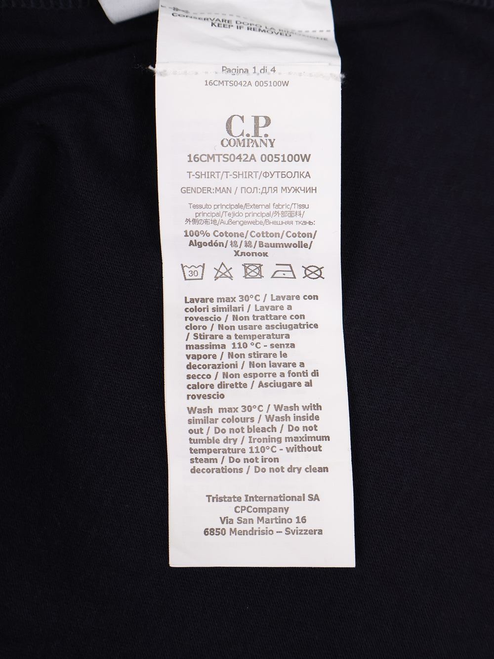 Футболка C.P. Company 30/1 Jersey Label Logo Navy