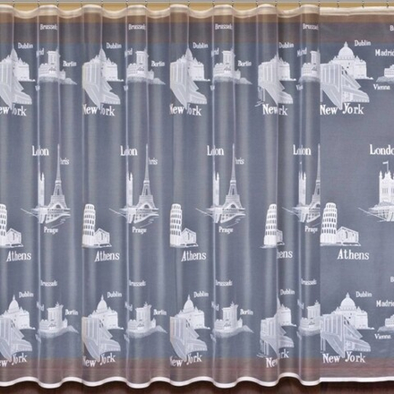 Занавеска "Ф. ГОРОДА" на шторной ленте, цвет белый, Польша.