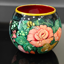 Вазочка для мелочей/диффузора с ручной росписью Палех "Розы"
