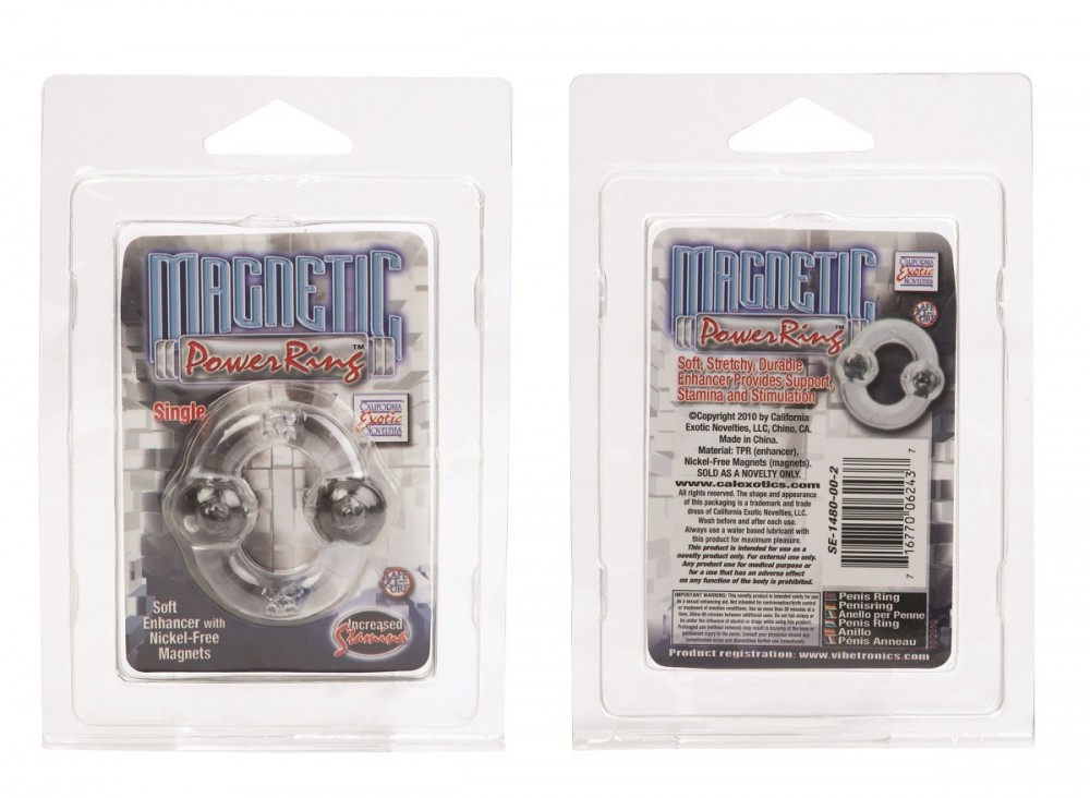 Прозрачное эрекционное кольцо с магнитами Magnetic Power