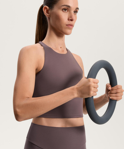 Oysho Майка Comfortlux с чашками и полосками на спине, серо-фиолетовый