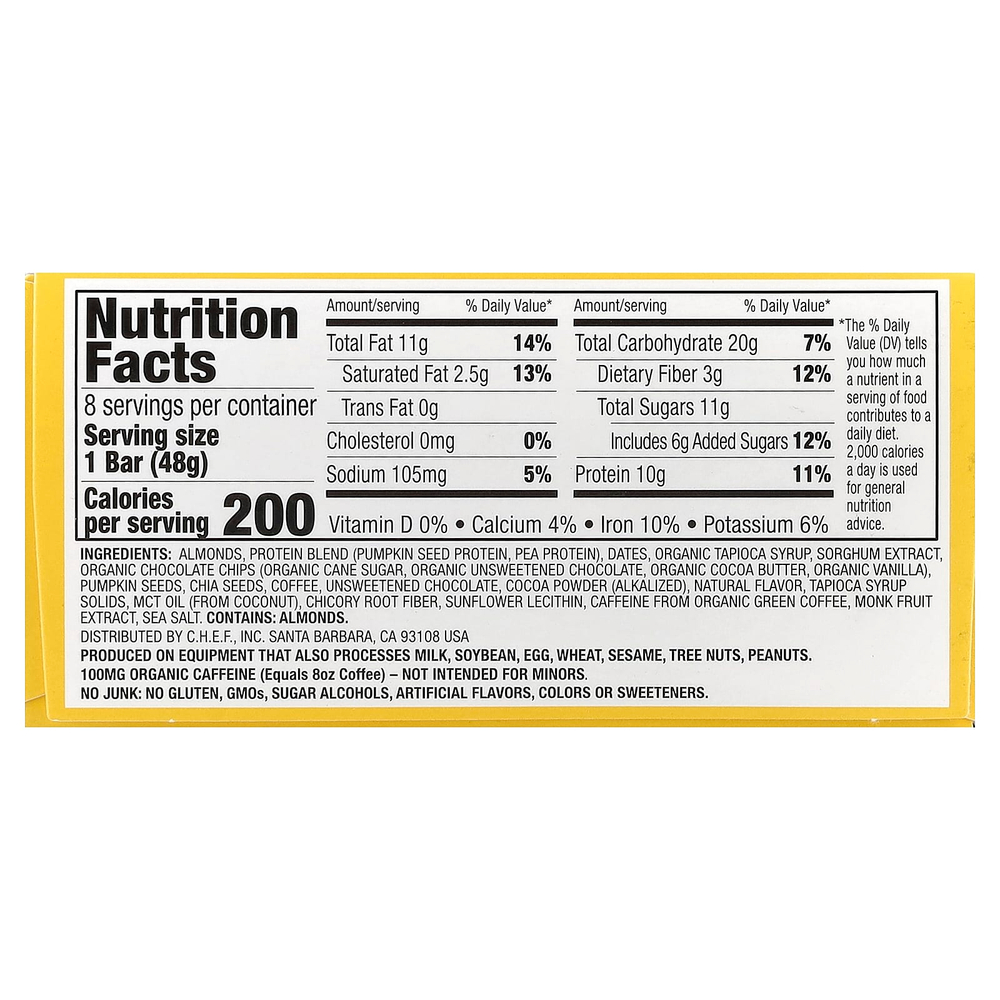 Quantum Energy Square, кофе, мокко и миндальная крошка, 8 батончиков по 48 г (1,69 унции)