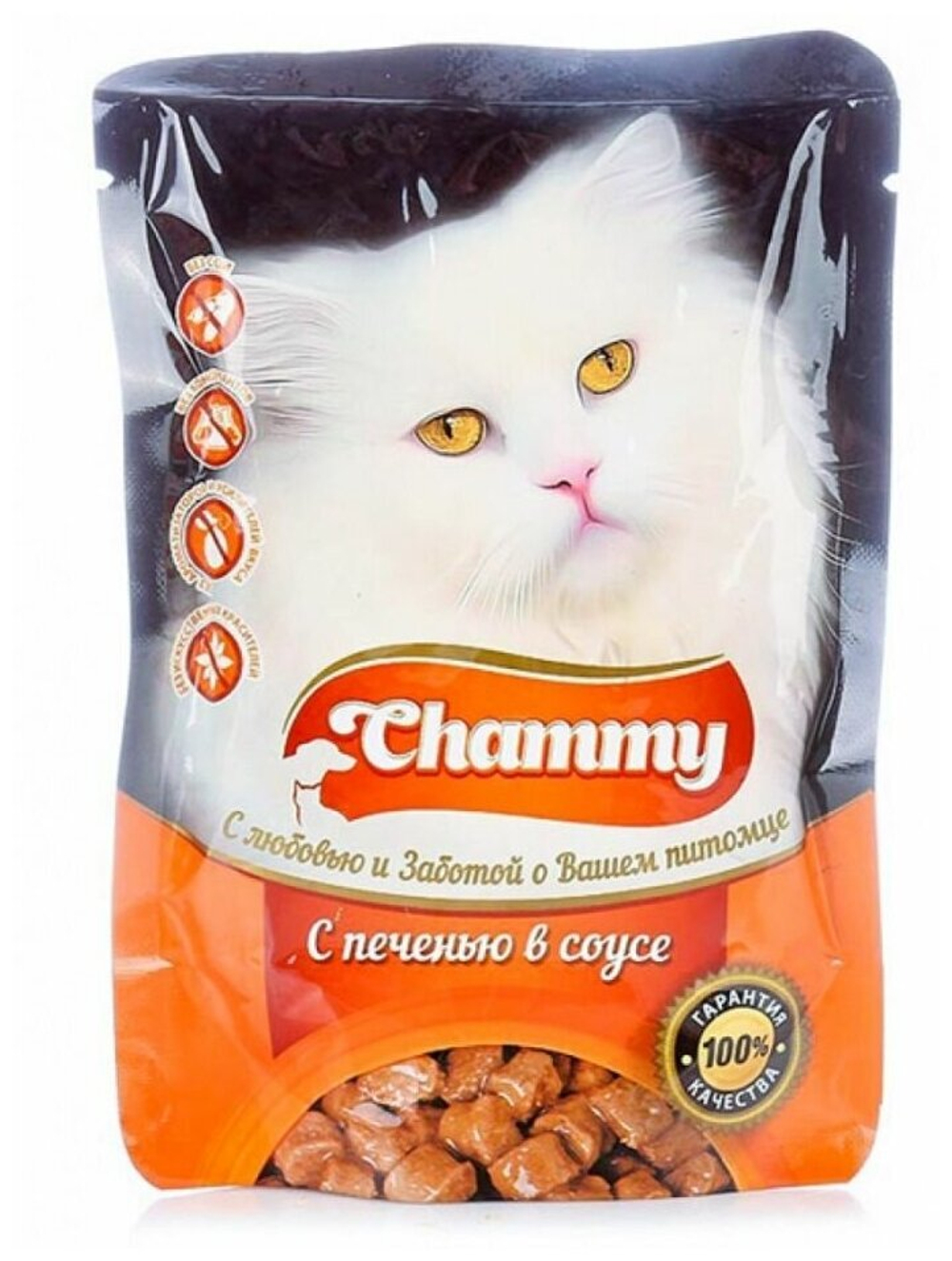 КОРМ КОНСЕРВИРОВАННЫЙ Д/КОШЕК CHAMMY С КУРИЦЕЙ В СОУСЕ 85ГР Д/П