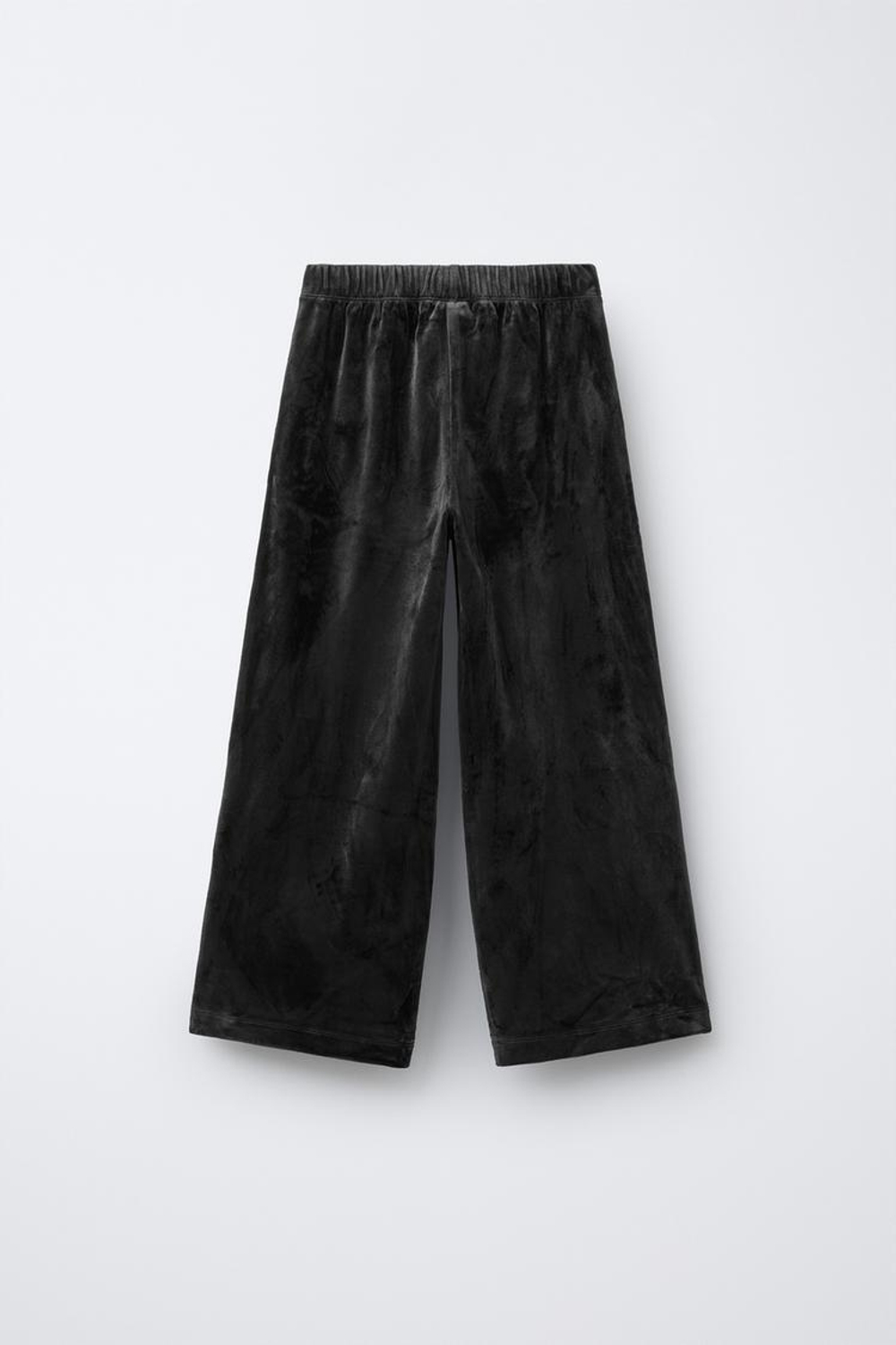 ZARA КОМПЛЕКТ ИЗ ХУДИ И БРЮК WIDE LEG ИЗ ВЕЛЮРА, АНТРАЦИТОВО-СЕРЫЙ