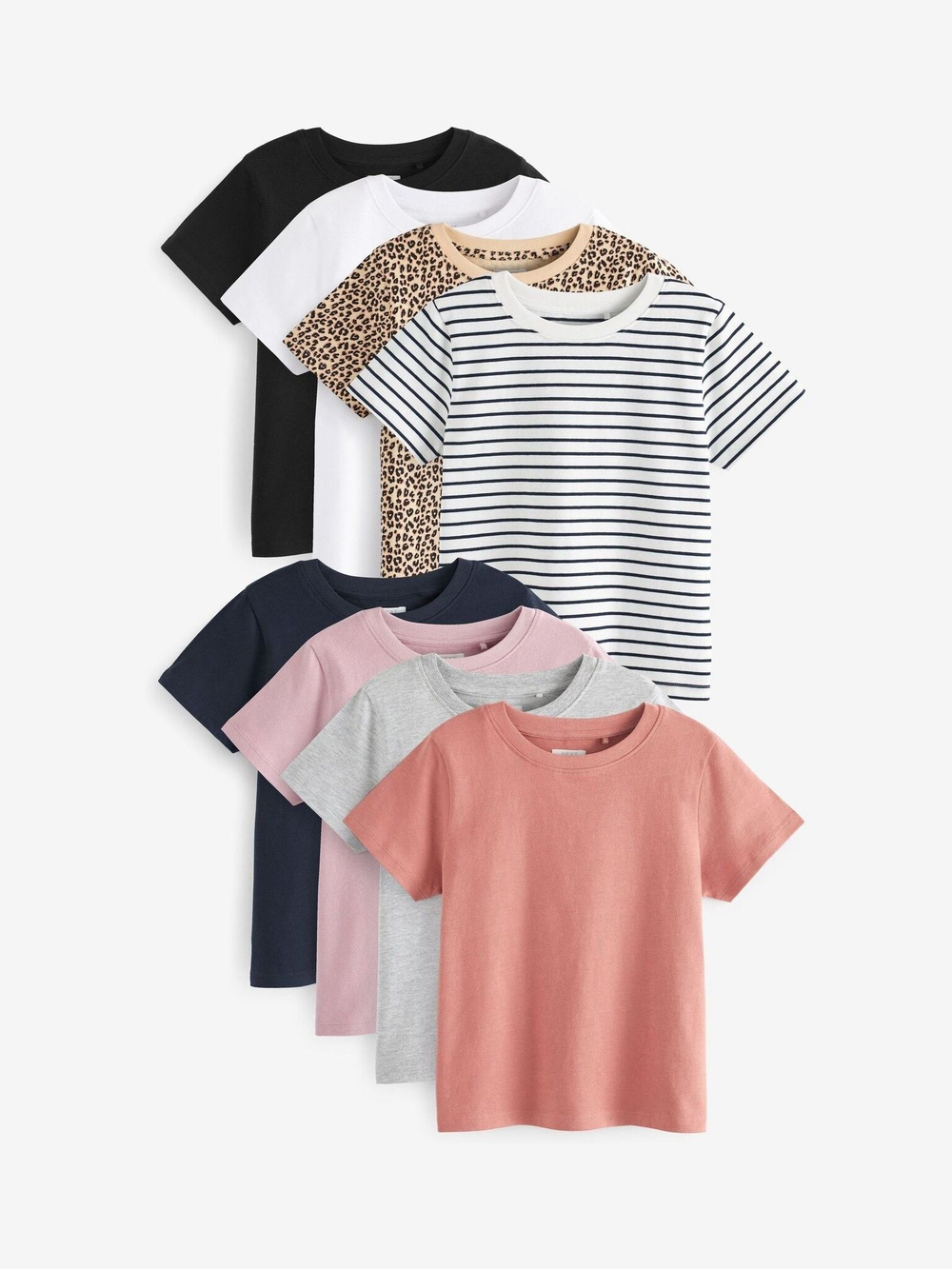 Футболка для девочки Next 736-344, 8 шт., Белый, Серый, Розовый