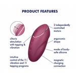 Клиторальный стимулятор с вибрацией Satisfyer Tap&Climax 1 бордовый