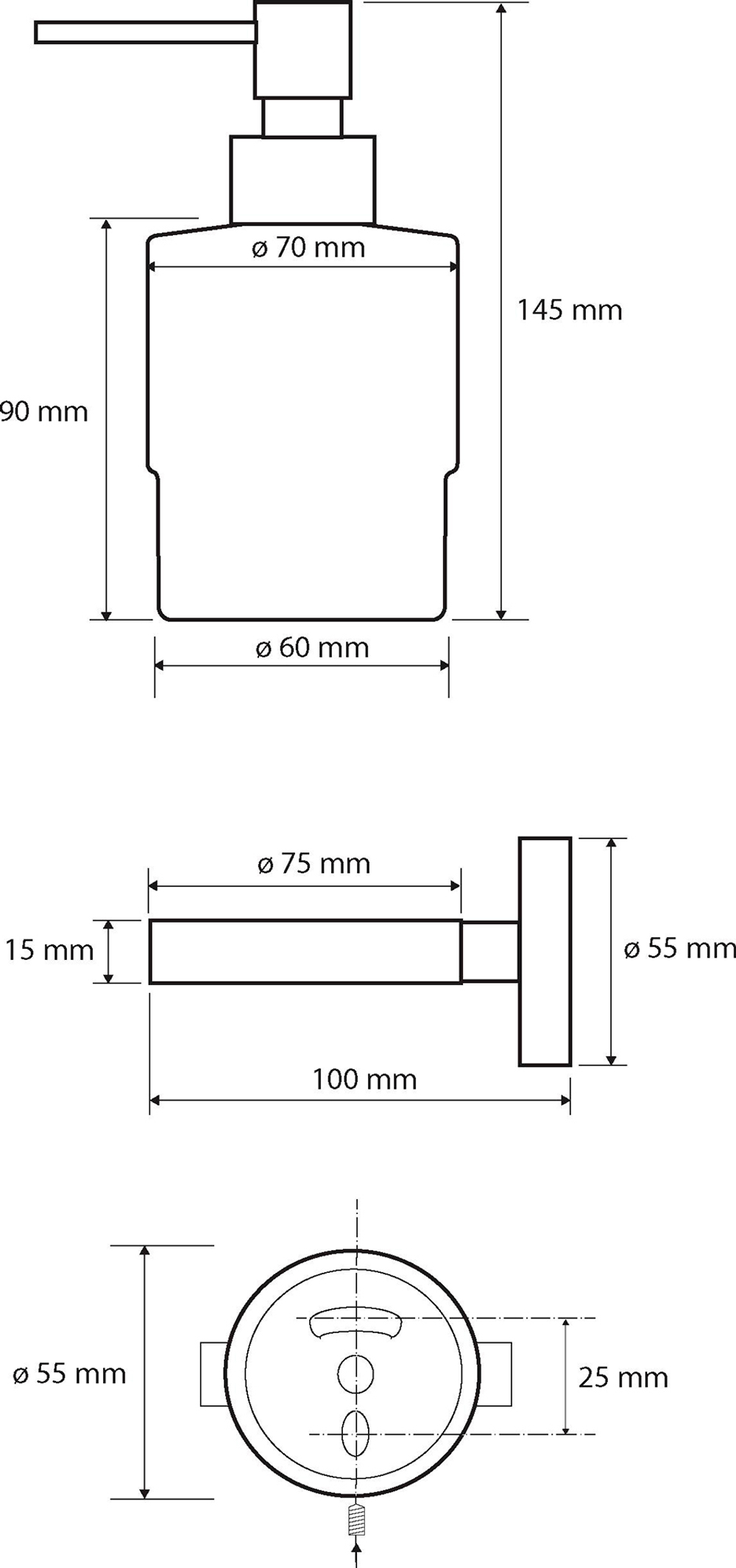 Настенный дозатор для жидкого мыла (стекло) вариант MINI 200 мл graphit 156109102