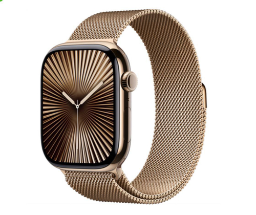 Apple Watch 10 42mm Gold Titanium Case with Milanese Loop, Gold