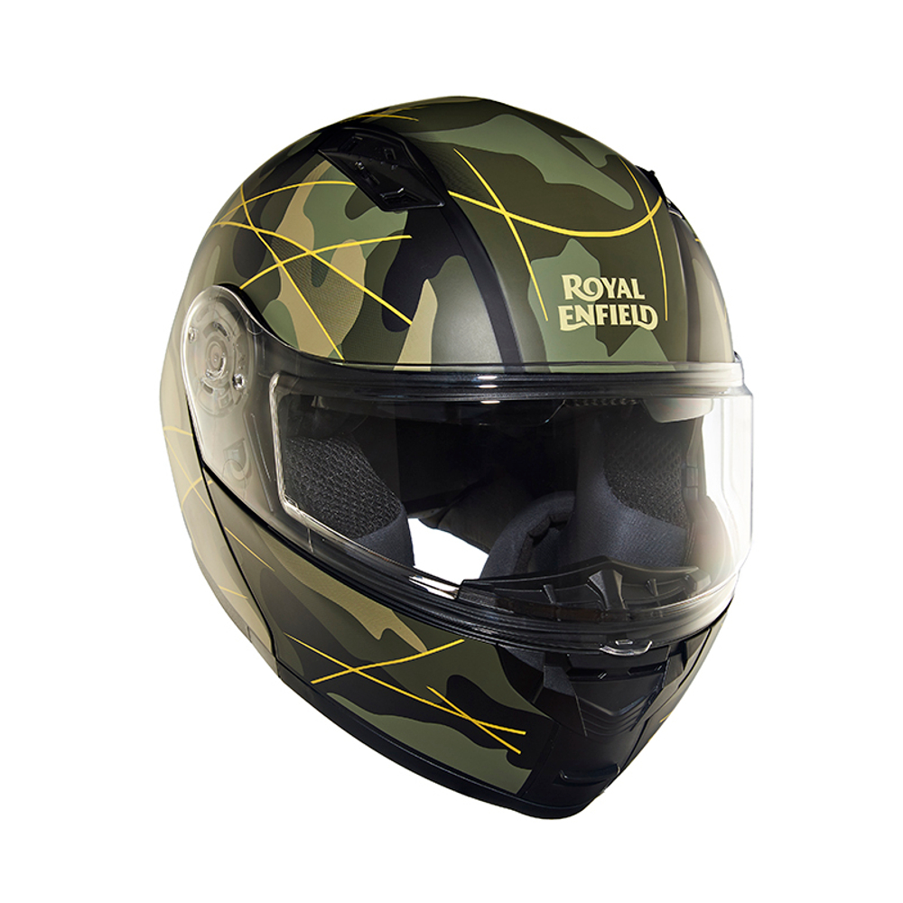 Шлем интеграл Royal Enfield, цвет - камуфляж-оливковый матовый, размер - L (600 мм), арт. RRGHEP000588 (HESS22015MATT BLACK & OLIVE)