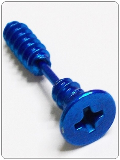 Серьга "Гвоздь синий" для пирсинга уха. Медицинская сталь