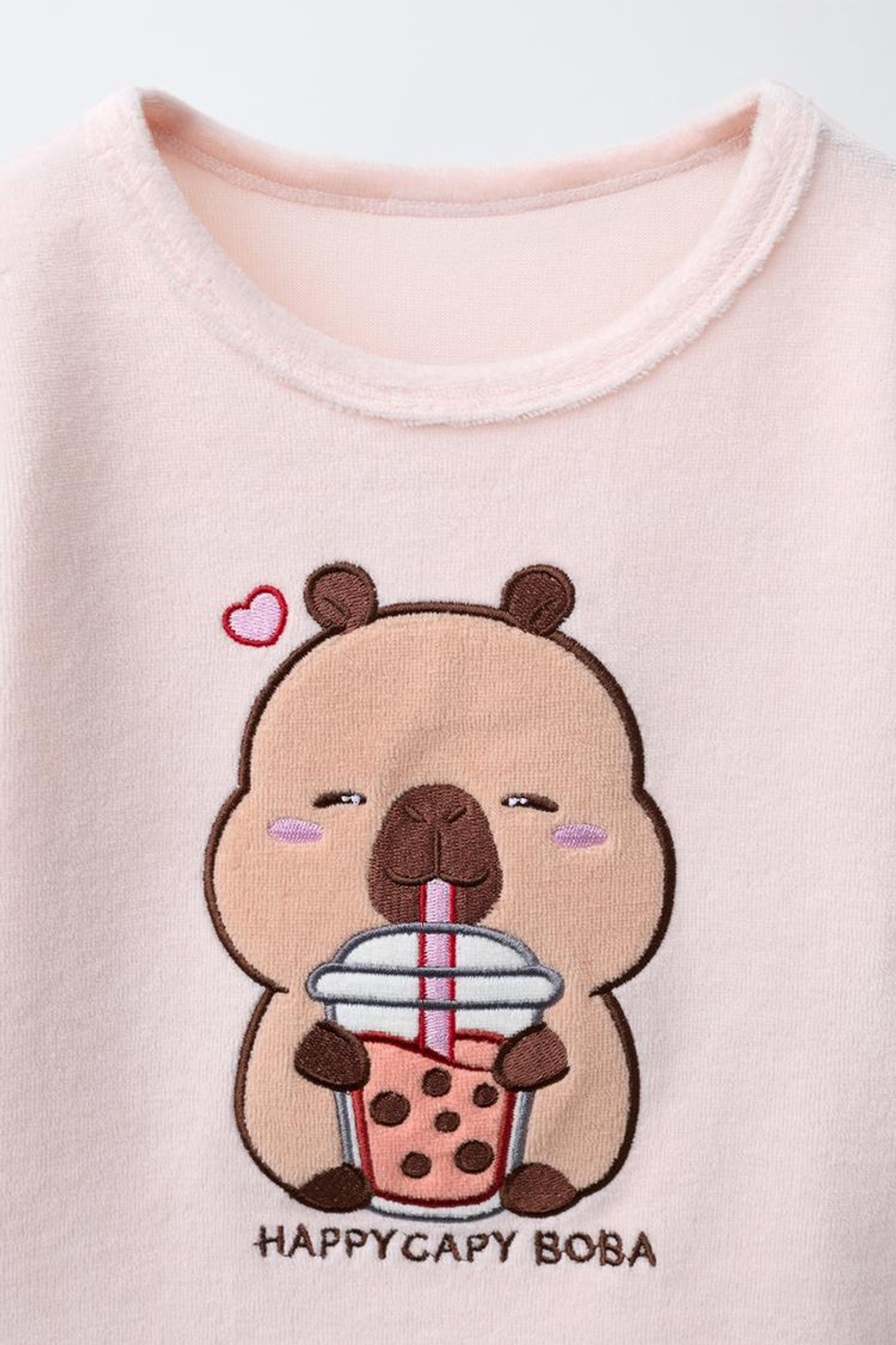 ZARA ВЕЛЮРОВАЯ ПИЖАМА KAPİBARA CAPYFUN ©, РОЗОВЫЙ