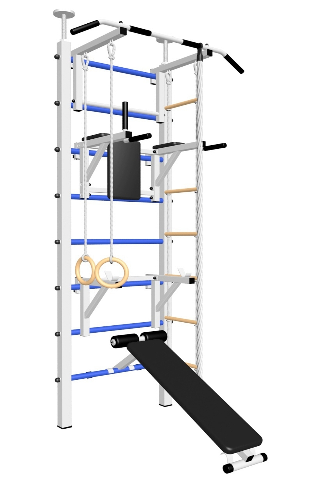 Шведская стенка Sv Sport враспор (Турник стандарт/Брусья/Стойка/Скамья/Канат/Кольца/Лестница)
