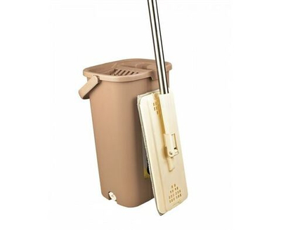 Швабра с отжимом и ведром 6+4 литра цвет бежевый