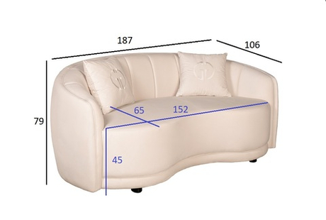 Диван двухместный бежевый 187x106x79см (без канта) Garda Decor