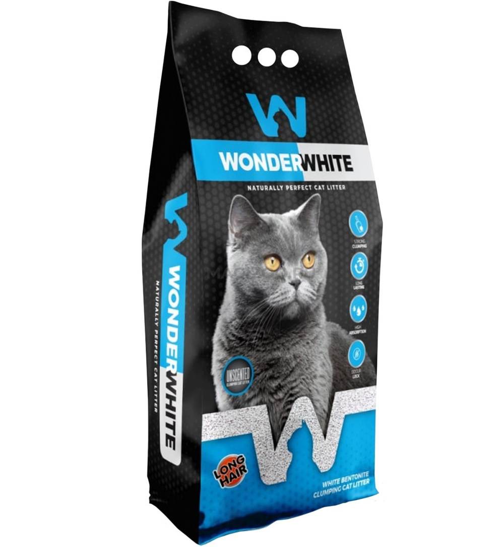 Wonder White Carbon Effect Long Наполнитель комкующийся c актив. углем для длинношерстных кошек 5кг