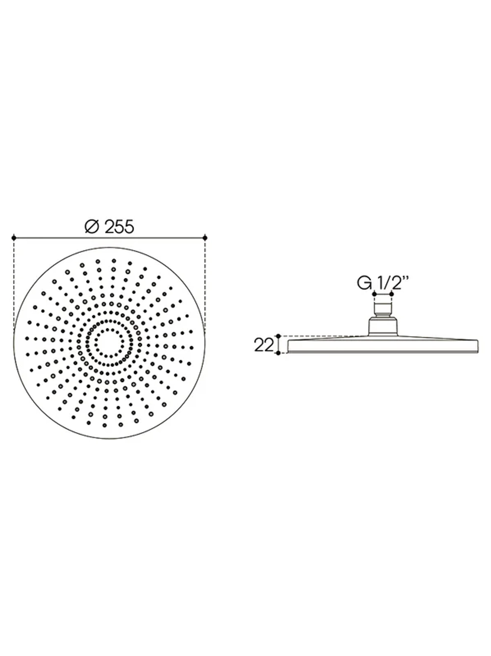 Верхний душ Aqueduto CHUVA 255х255, шлифованное золото