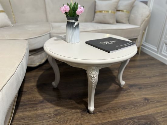 Стол журнальный МОККО круглый бежевый / серый камень