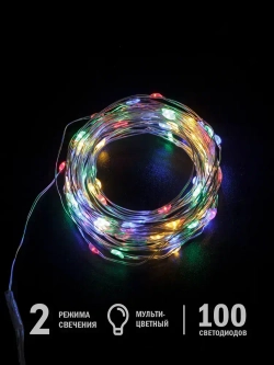 Светодиодная гирлянда садовая "Роса" на солнечной батарее, ARTSTYLE, CL-SS32M, 100 светодиодов, 9,9м, мультицвет.