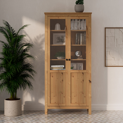 Шкаф-витрина Хемнэс/Кымор, ст/пн 90х198х37см, светло-коричневый