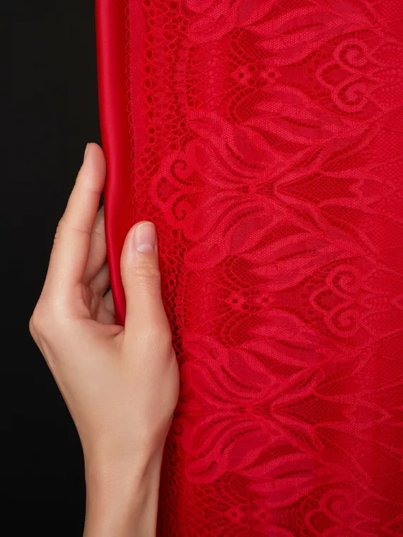 03-294 ОПТ Кружево эластичное 24 см, красный 100