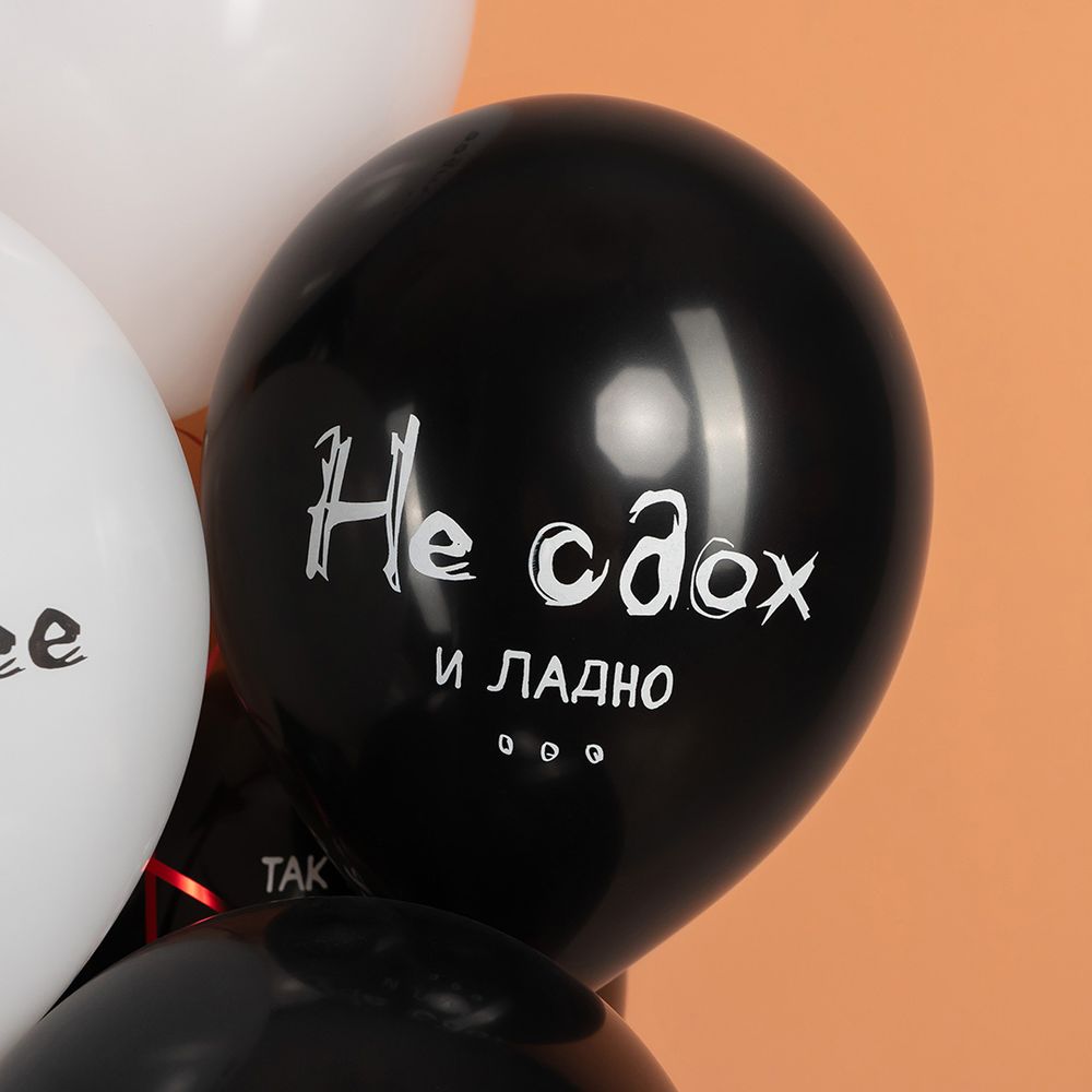 Шар (12''/30 см) Так себе праздник ..., Черный/Белый, пастель, 2 ст, 25 шт.