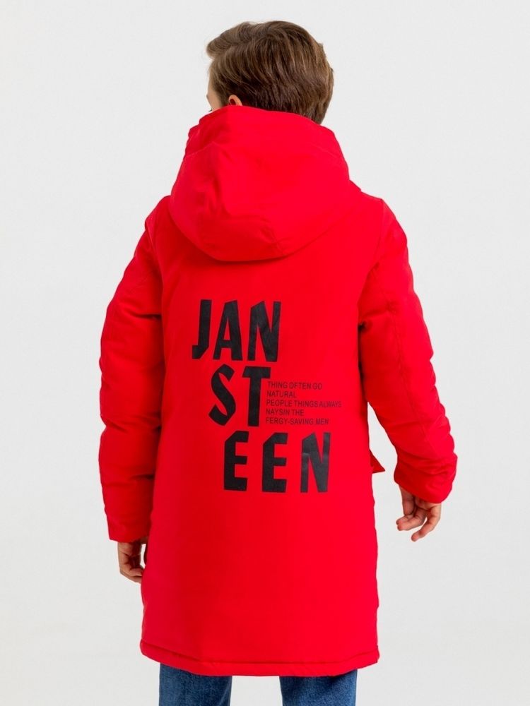 Красная зимняя куртка прямого силуэта JAN STEEN